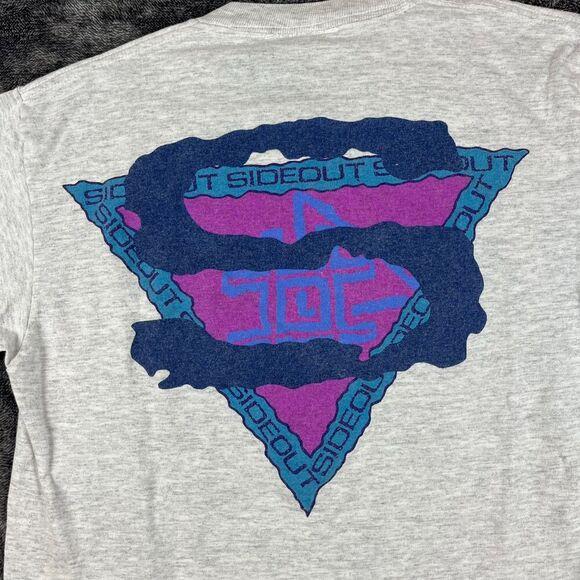 Vtg Sideout Surf Men's M T-Shirt Single Stitch Heathered Gray Geometric Beach - Picture 2 of 13